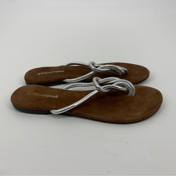 Jeffrey Campbell Leather Metallic Infinity Knot Thong Sandals Size 6 - Picture 5 of 7